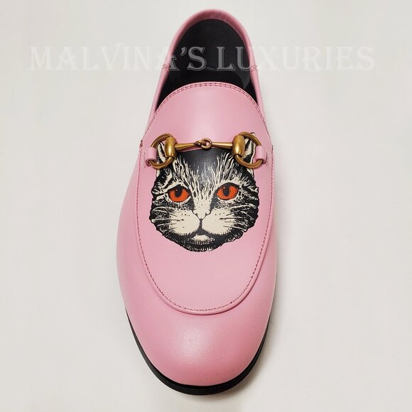 GUCCI SHOES BRIXTON PINK LEATHER LOAFER MYSTIC CAT w HORSEBIT sz 36 6 US - Picture 8 of 15